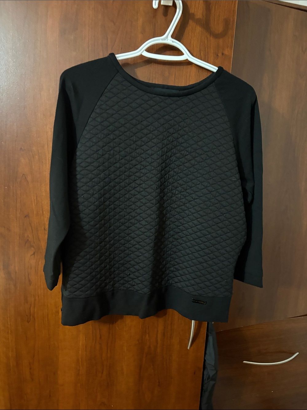 Pink Tartan Black Quilted Pullover Sweatshirt size medium